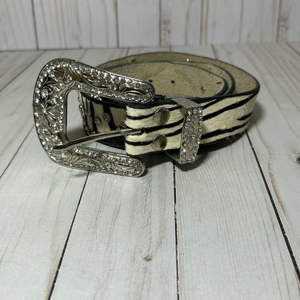 Brown & Black animal print western belt